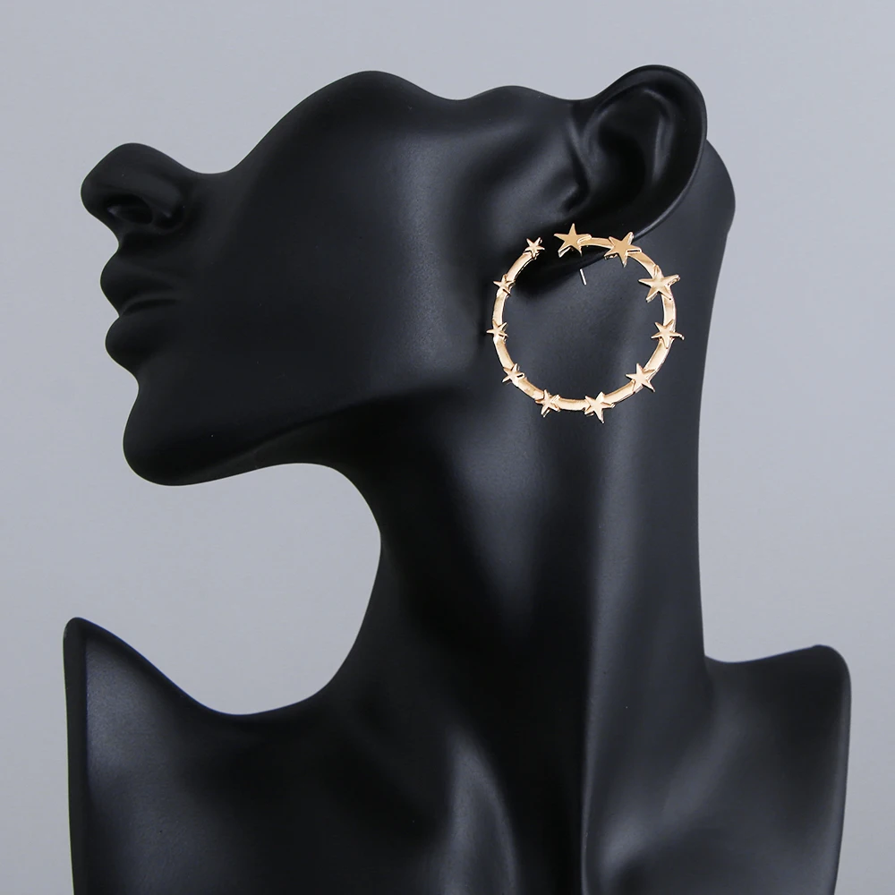 2019 Золотые круглые геометрические массивные серьги с листочками новые винтажные