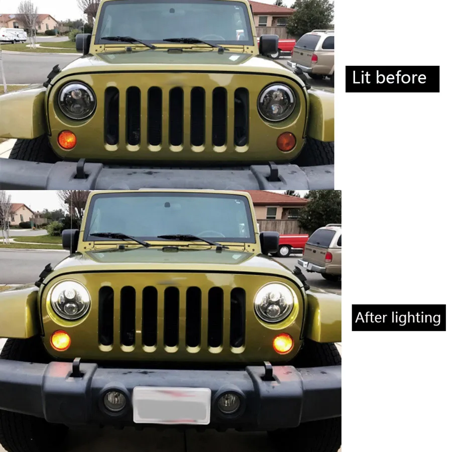 Для Hummer H1 H2 светодиодный фар 50 Вт 7 дюймов фары высокий низкий пучок Ангел глаз DRL