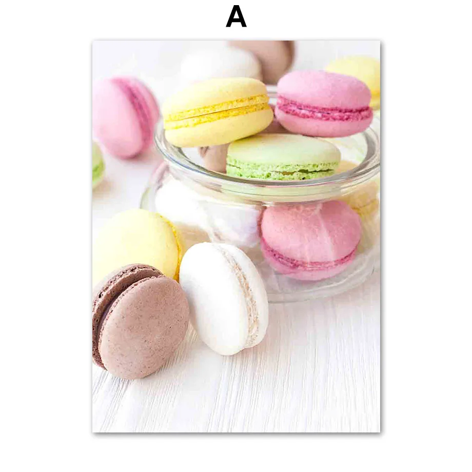 Макарон конус Кофе Торт черника цветок настенная Картина на холсте