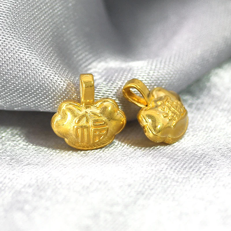 1PCS Real Solid 24K Yellow Gold Pendant 3D Luck Fu Lock Mini 0.15-0.2g 9x9mm | Украшения и аксессуары