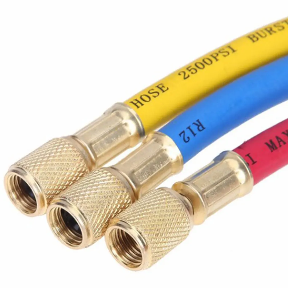 

R134A R12 R22 R502 Refrigerant Current Divider Meter Tool Set AC Diagnostic Manifold Gauge With 3 Colors Hoses