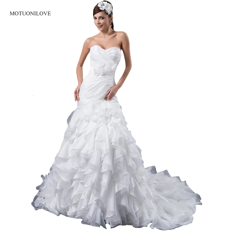 Новое поступление 2019 свадебные платья с многослойной драпировкой и юбкой-годе на