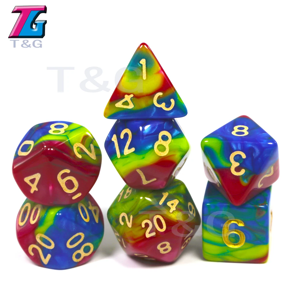 Красочная имитация жидкого масла картина кости набор 7 шт./компл. DnD RPG D4 D20