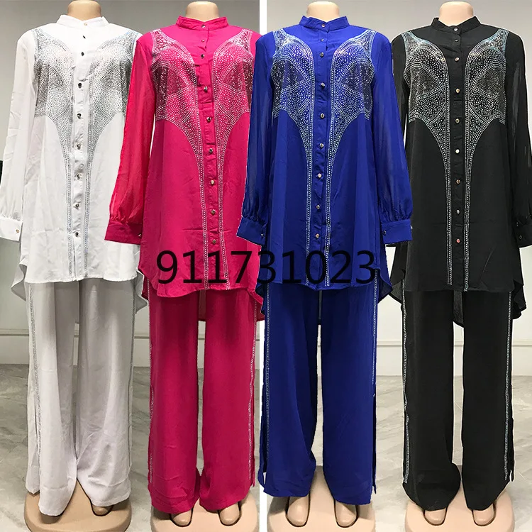 Two Pieces Sets for Women 2021 Autumn Spring African Long Sleeve Top and Pant Clothes | Тематическая одежда и униформа