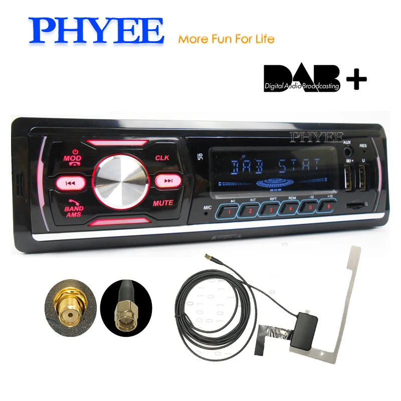 DAB Автомагнитола 1 Din Bluetooth Handsfree A2DP RDS FM AM TF USB 7 цветов освещение ISO стерео система MP3