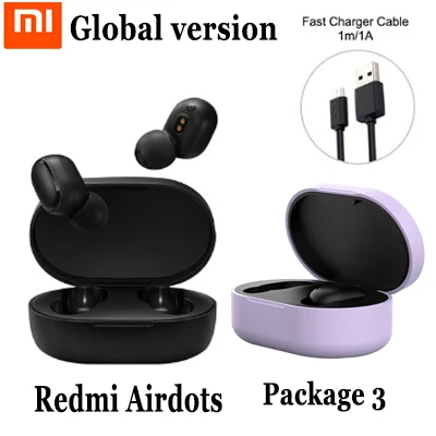 Global add Set 3 Xiaomi Redmi AirDots TWS Bluetooth 5,0 беспроводные наушники для зарядки 8D Bass стерео наушники с микрофоном свободные Наушники управление AI - Цвет: Global add Set 3