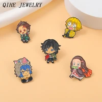 demon slayer kamado tanjirou enamel pins hashibira inosuke japan anime brooches badge backpack accessories gift friends jewelry
