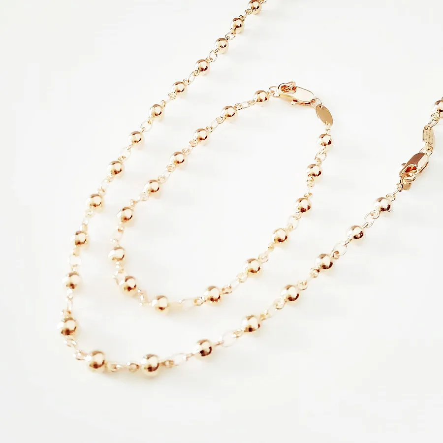 Женский браслет/ожерелье 4 мм ширина ювелирный набор 585 Золото свадебные