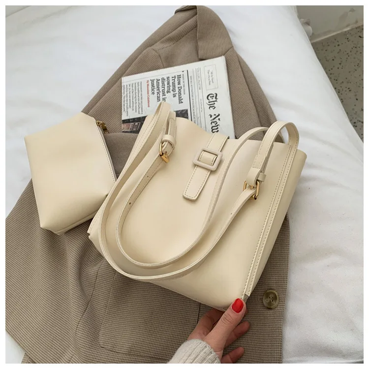 

New style ladies underarm bag large capacity solid color PU leather women's shoulder bag travel shopping portable female big bag