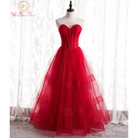burgundy prom dresses 2021 a line strapless sweetheart dot tulle long floor length evening gowns illusion see through formal