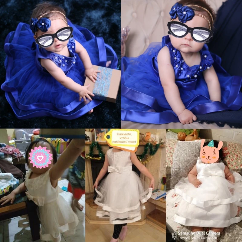 Retail Children Girl Summer Dresses With Bow Kids beaded Wedding Dress For Birthday 6 Colors Clothes L5017 | Детская одежда и