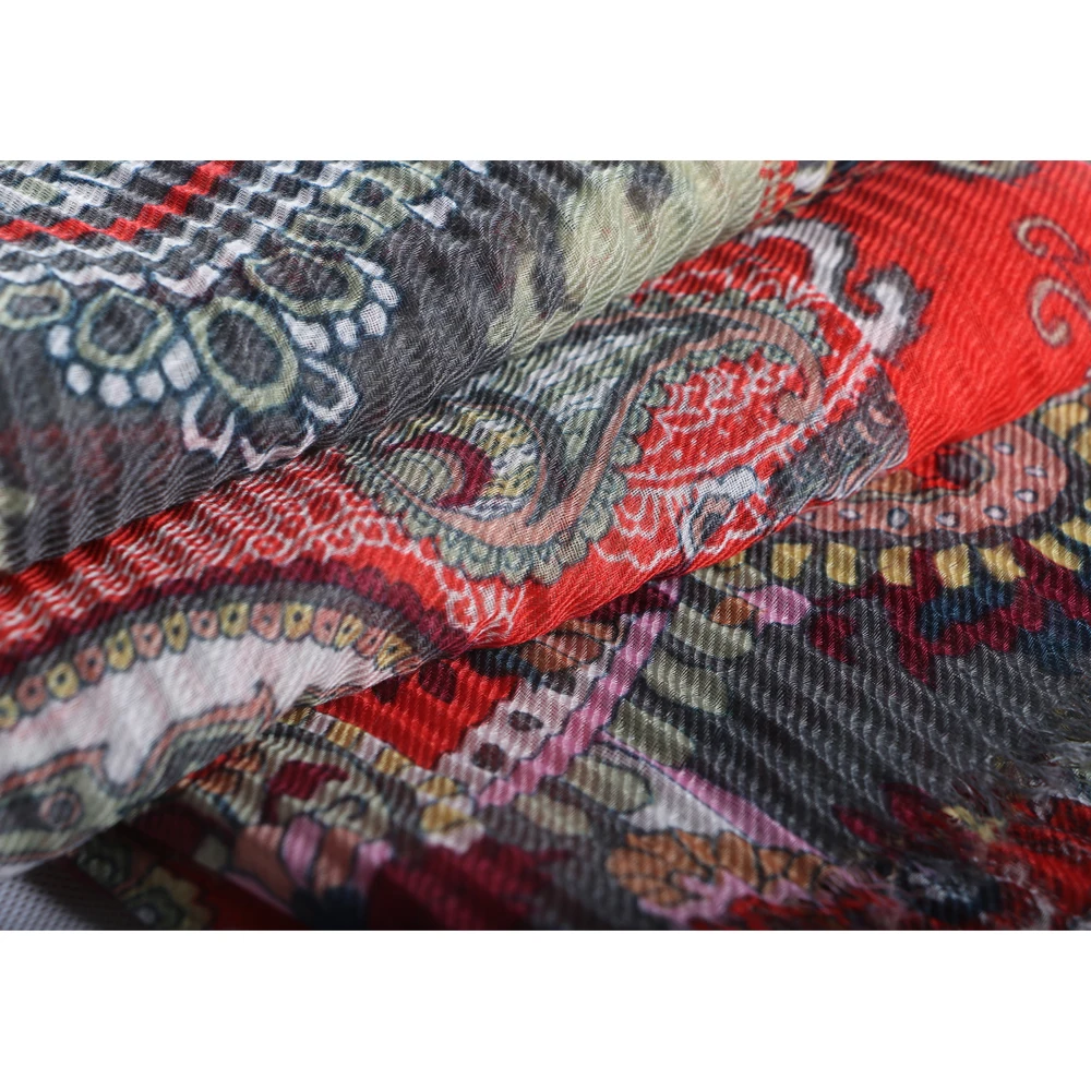 Новинка женский шарф с принтом морщинка пузырьковый хлопковый мусульманский