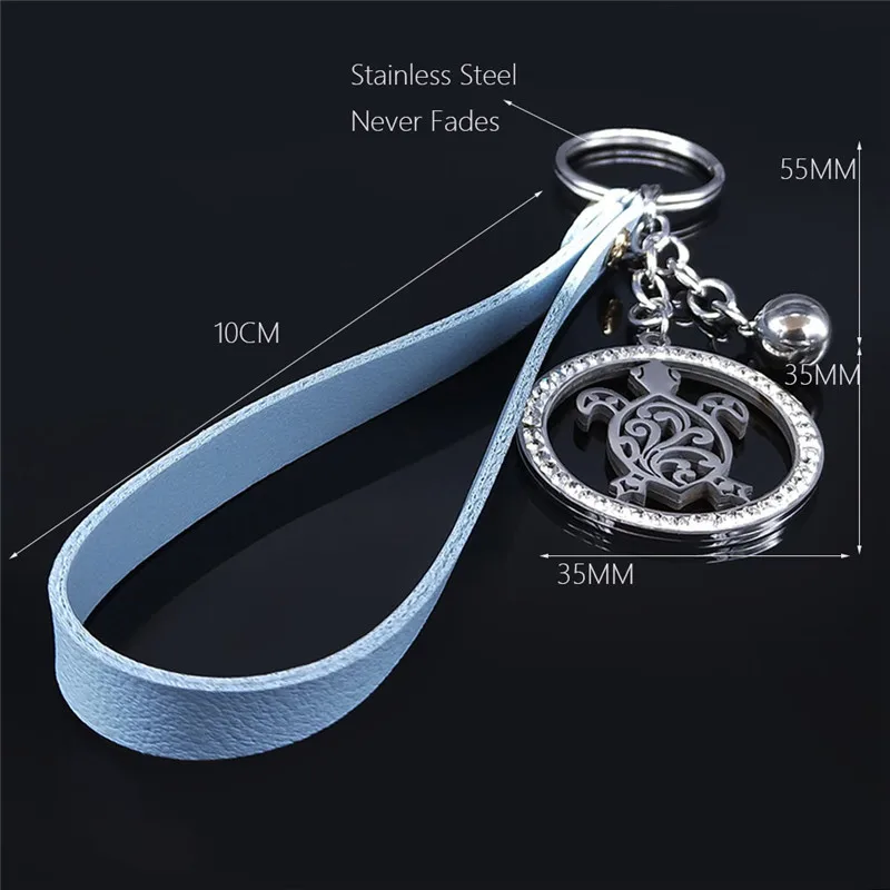 

Tortoise Tassel Stainless Steel Crystal Key Pendant Silver Color Keyholder for Women Jewelry collier femme 2021 NXS01
