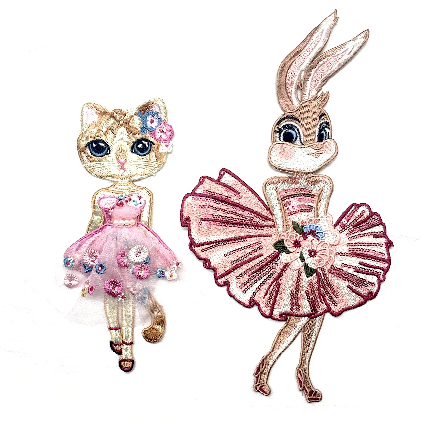 1 шт. розовый кот кролик с мультяшной вышивкой пошив на патчи для аппликация