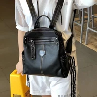 new 2019 retro backpack female brand leather ladies backpack large capacity student bag girl casual shoulder bag female