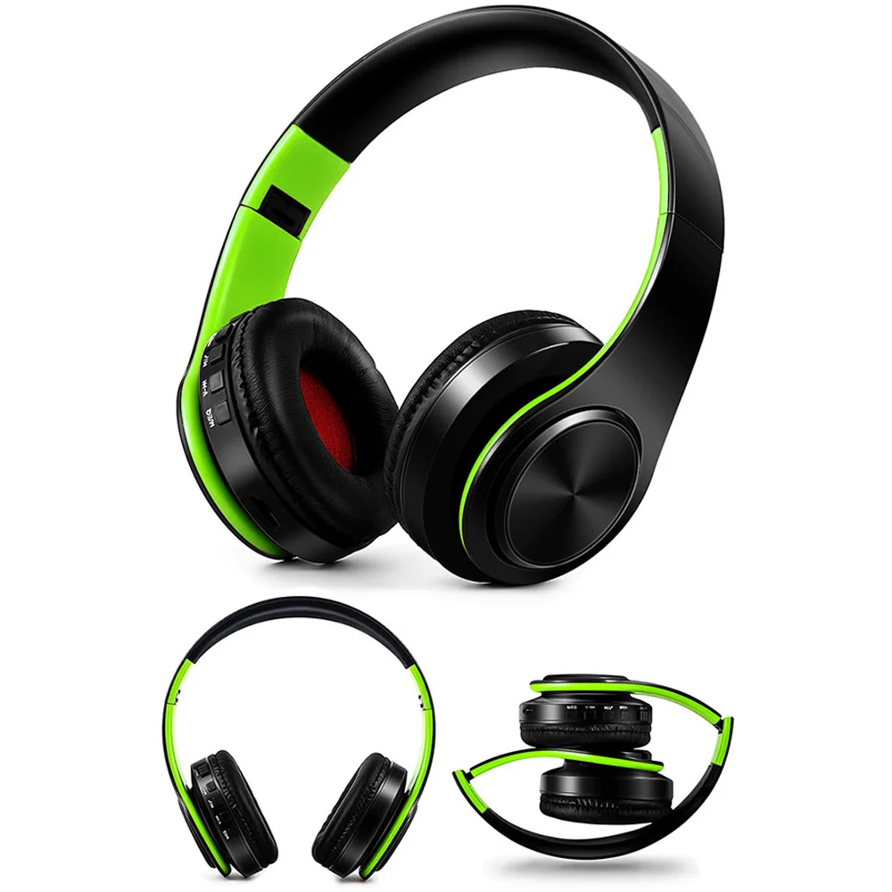 Black Green Беспроводные наушники Bluetooth гарнитура стерео Складные Спортивные Беспроводные наушники с микрофоном игровая гарнитура беспроводные наушники - Цвет: Black Green