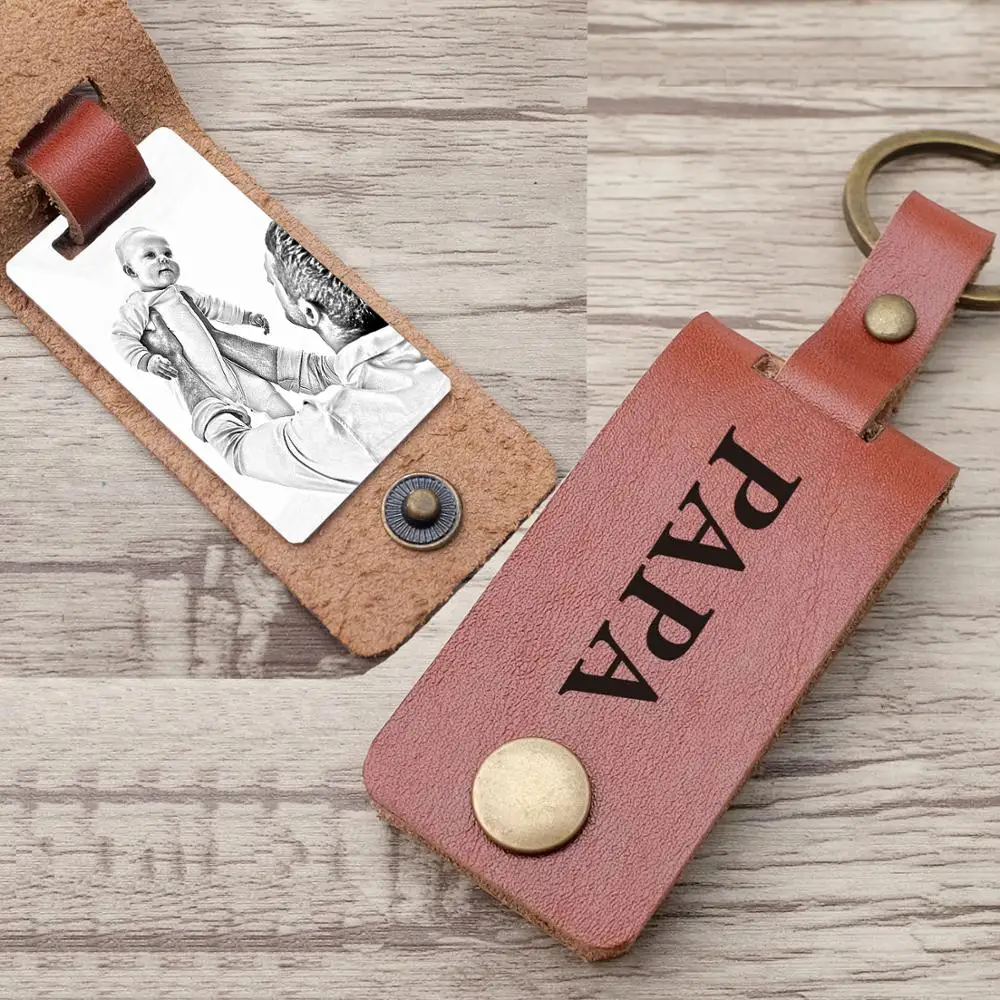 Фото брелок фото на заказ кожаный для папы подарок персональный Него | Украшения