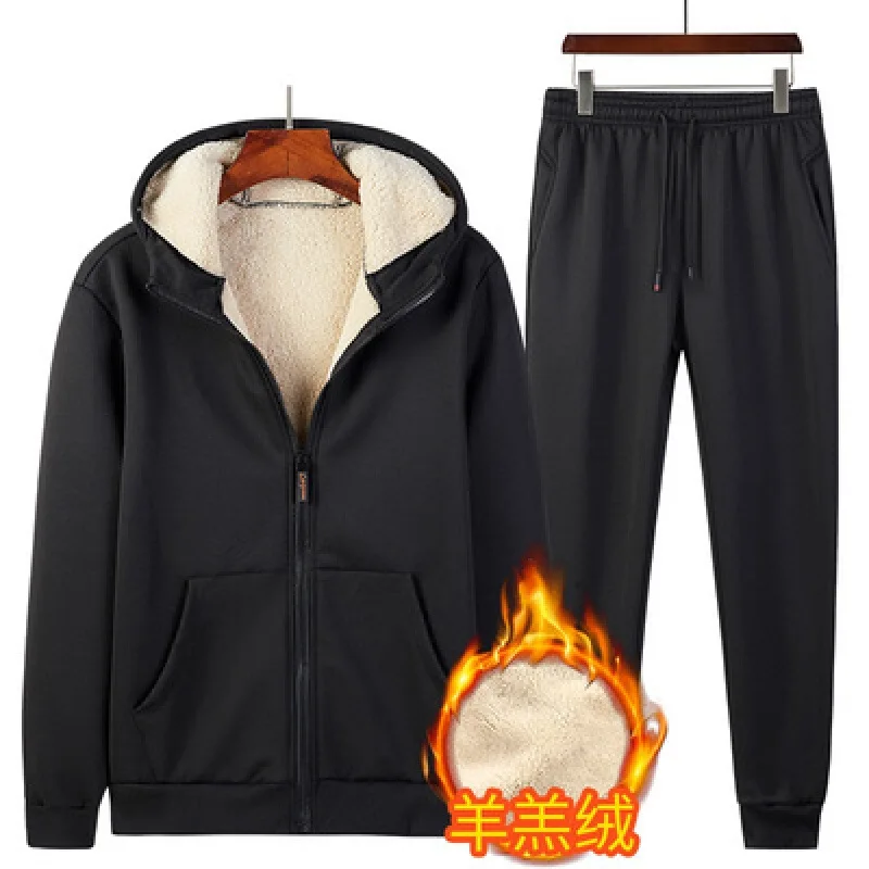 Мужской спортивный костюм теплый флисовый из двух предметов куртка и штаны