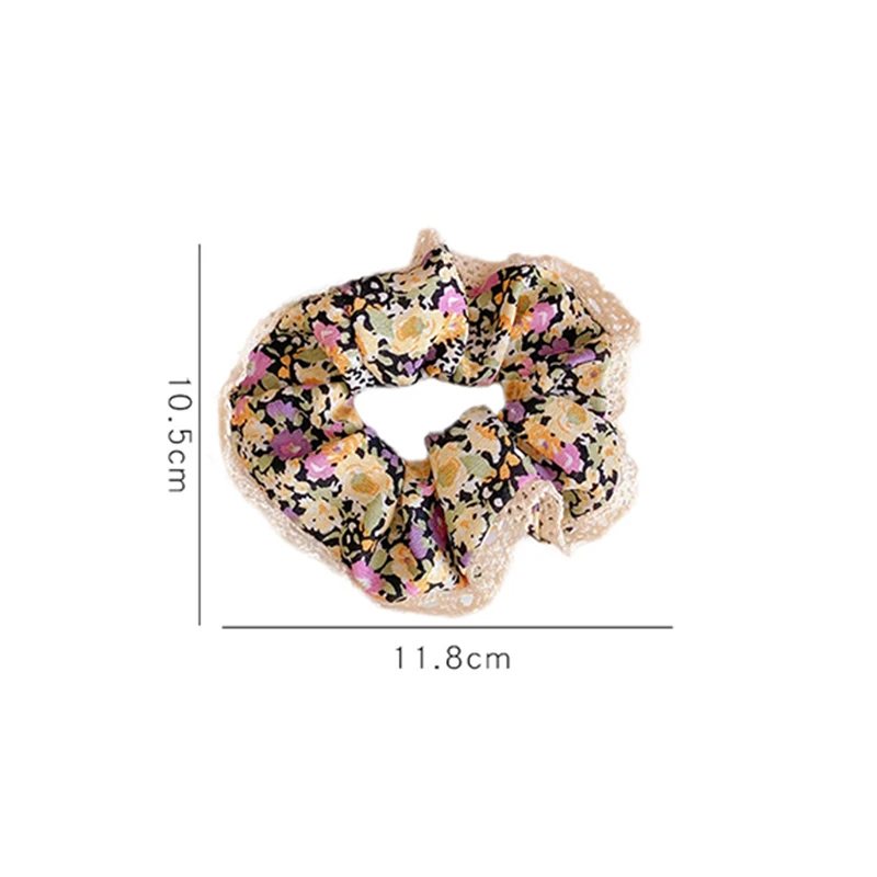 

Women Floral Plaid Hair Scrunchies Vintage Wild Hair Ring Elastic Rubber Band Girls Fashion Ponytail Scrunchie Hair Accessories