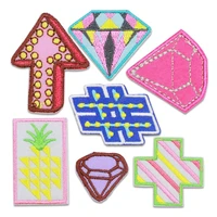 new arrow iron on stickers patches for clothing diy embroidery rainbow diamond pineapple badges stripe on clothes sew applique