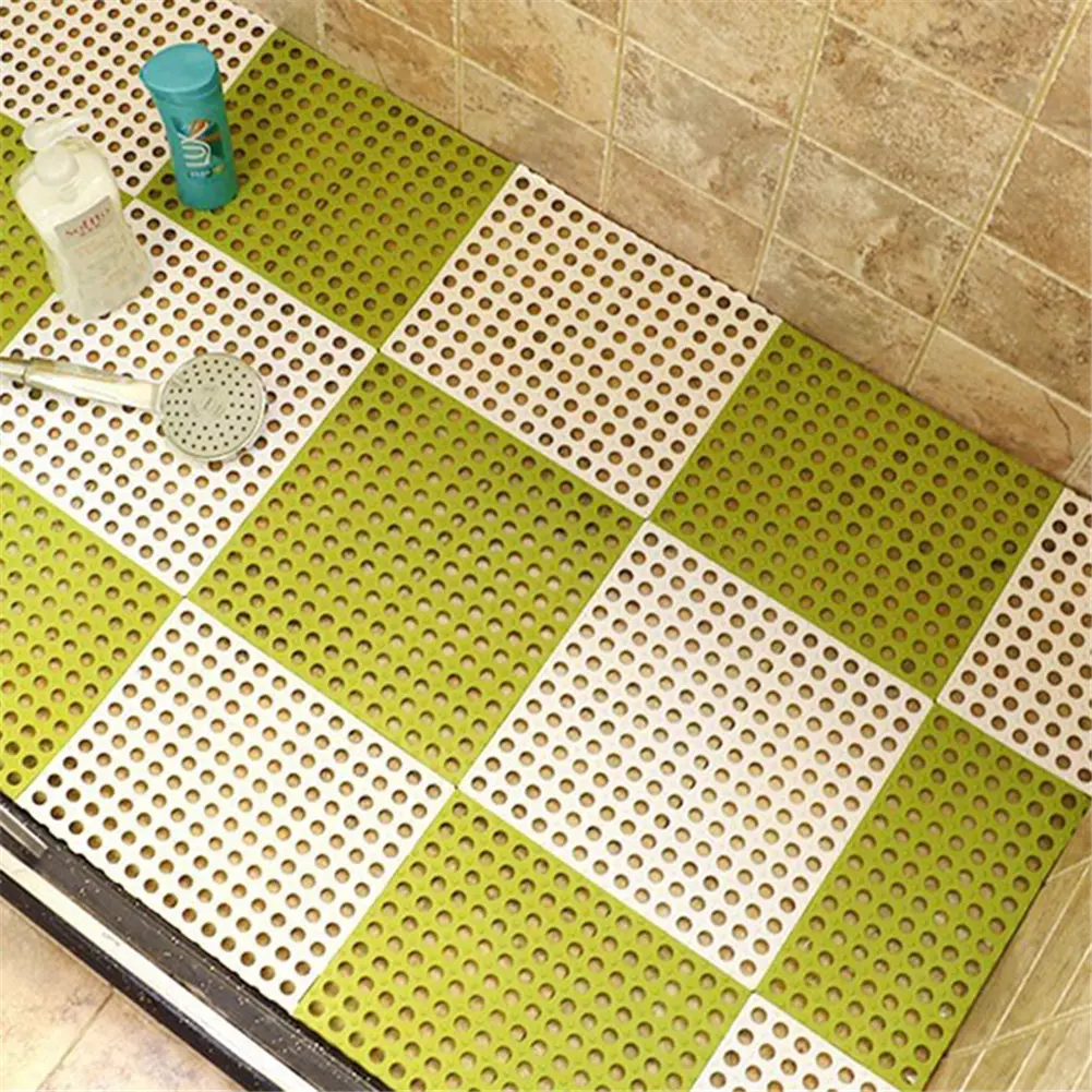 

4 Pcs Hollow Anti-slip Floor Mat Pad 30x30cm Splicing for Home Bathroom Kitchen AC889
