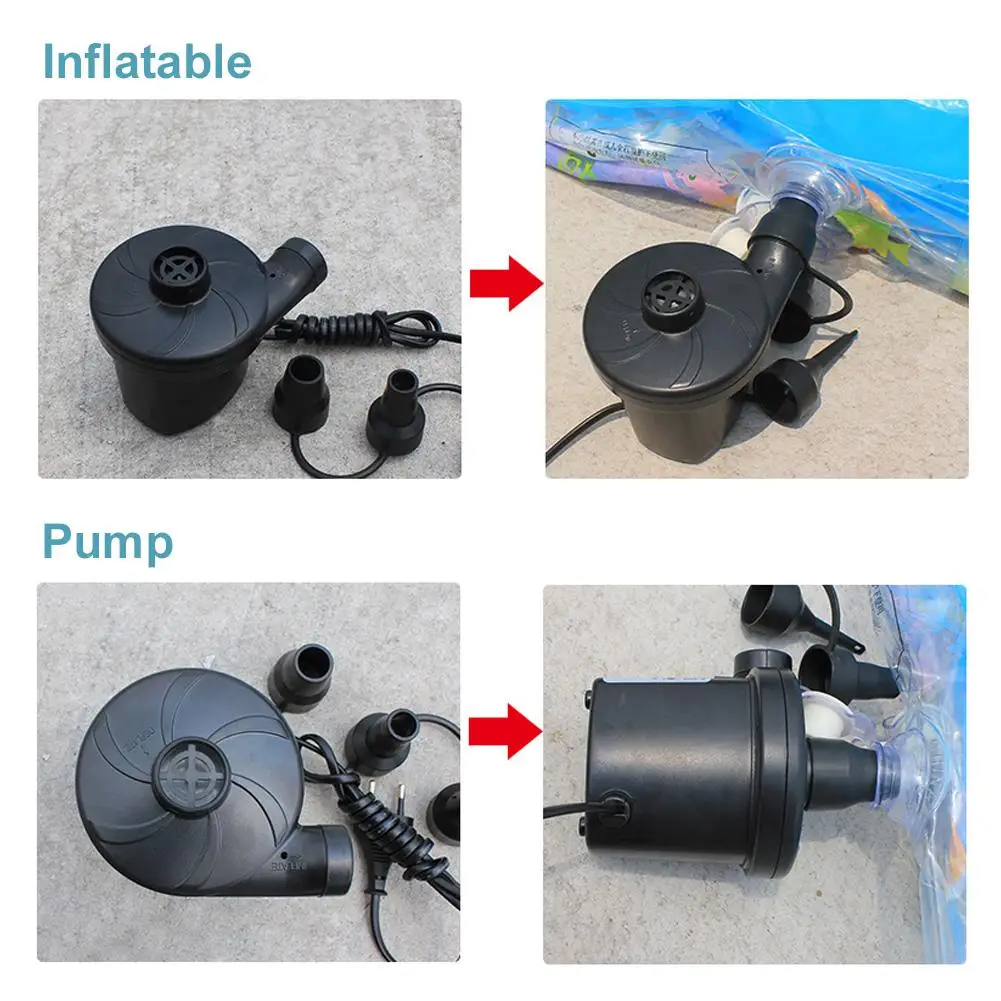Electric Air Pump With 3 Nozzles Portable Quick-Fill Fast Inflator For Inflatable Pool Floats Cushions Mattress Boats | Спорт и