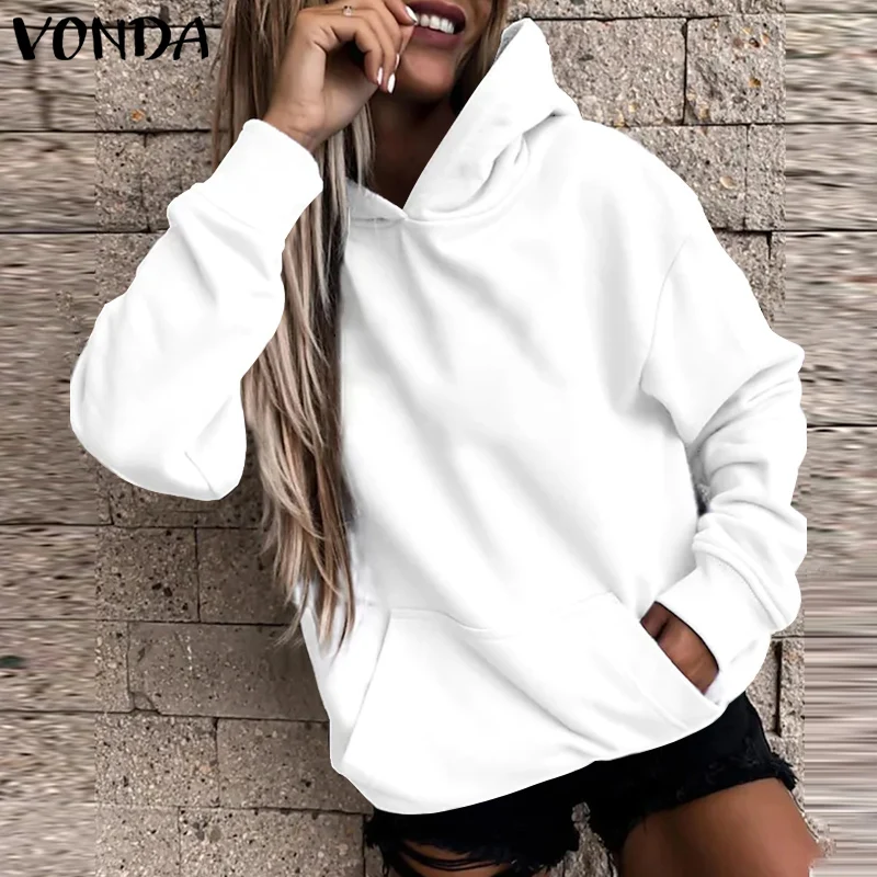 

Women Hoodies Sweatshirts 2021 VONDA Female Casual Long Sleeve Blouse Tops Baggy Sweatshirts Hoodies Blusas Femininas