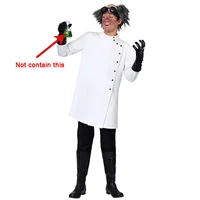 Adult White Lab Coat Men mad Doctors Scientist chemist Uniform Dress Costume with Wig Crazy Scientist cosplay costume