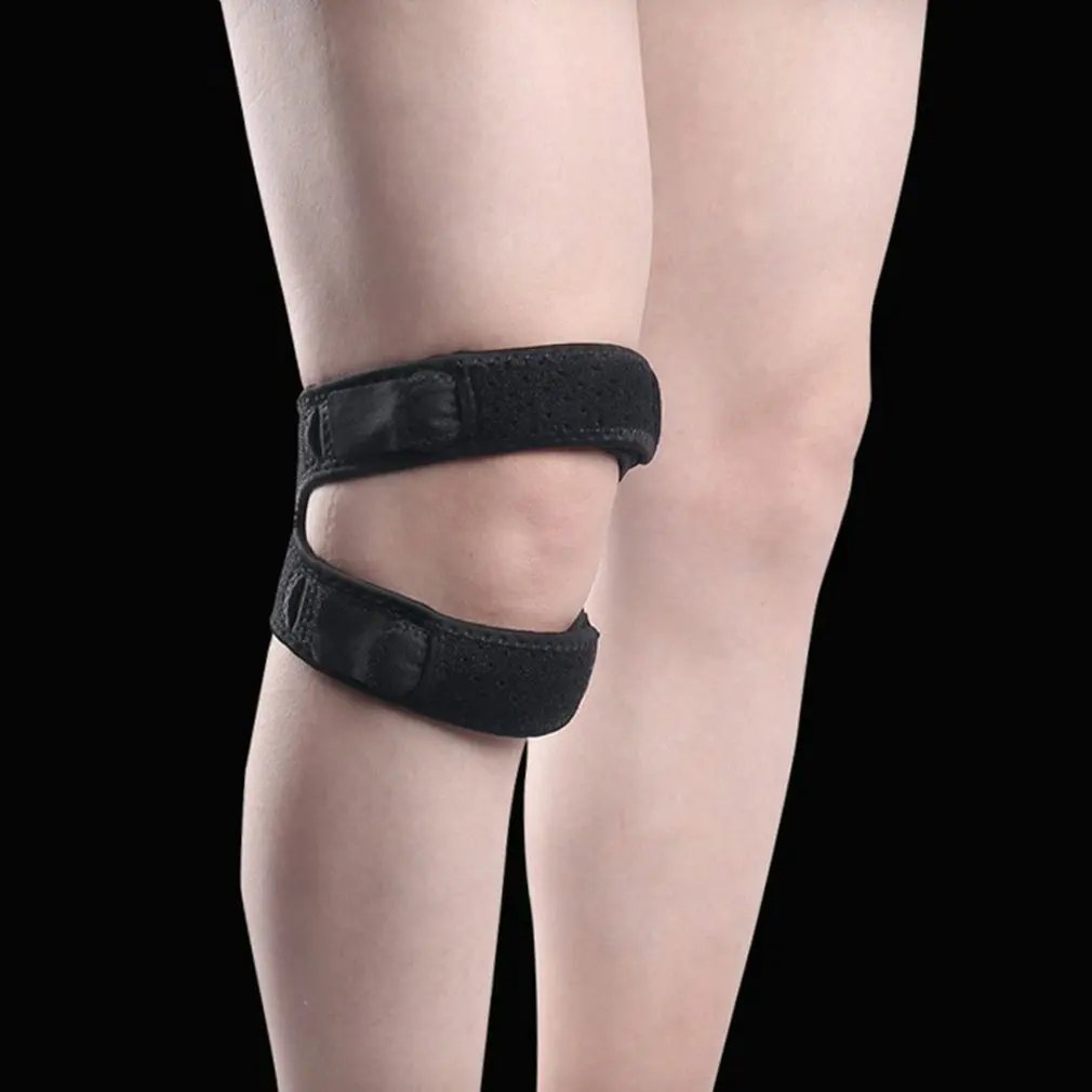 

Fashion Compression Sleeve Dual Fixed Sports Knee Pad Patella Brace Strap Protector Pads Bandage Running Basketball