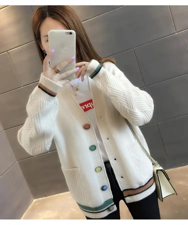 

2021 autumn and winter new sweater jacket ladies Korean fashion casual jacket all-match knit cardigan women's clothing