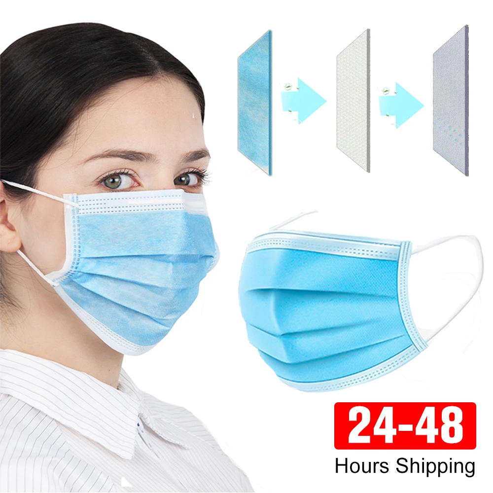 

3ply Disposable mask Blue Mouth Cover Nose Soft And Breathable Face mask Mascarilla Mouth-muffle Face Cover