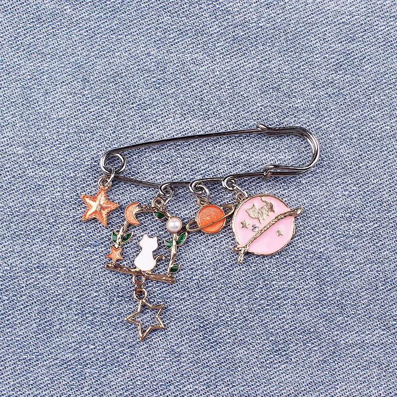 

Каваи кошка планеты булавка цепи броши металлические булавки для одежды значок ювелирные изделия подарок аксессуары Одежда отворот булавк...