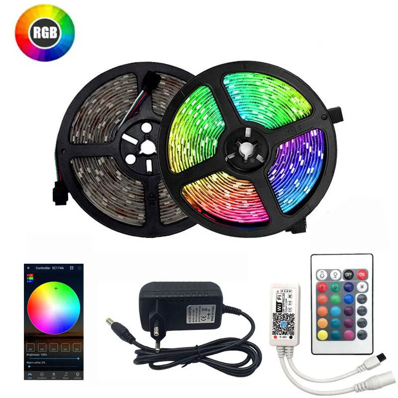 Светодиодная лента 5 м 10 15 WiFi RGB водонепроницаемый SMD 5050 2835 DC12V rgb шнур Диодная