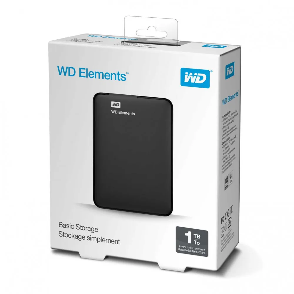 Внешний жёсткий диск HDD WD Elements Portable WDBUZG0010BBK-WESN 1ТБ 2 5&quot 5400RPM USB 3.0 Black (C6B) | Компьютеры