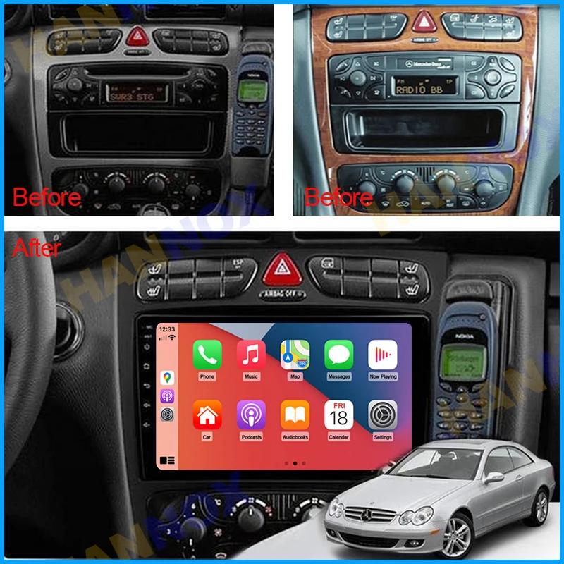 Автомобильная стереомагнитола для Mercedes Benz C-Class W209 C200 C320 C350 CLK W203 2002-2005 8 ядер Android GPS