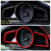 red carbon fiber look interior refit kit dashboard front decorative frame cover trimfor mazda 3 hatchback sedan 2014 2018