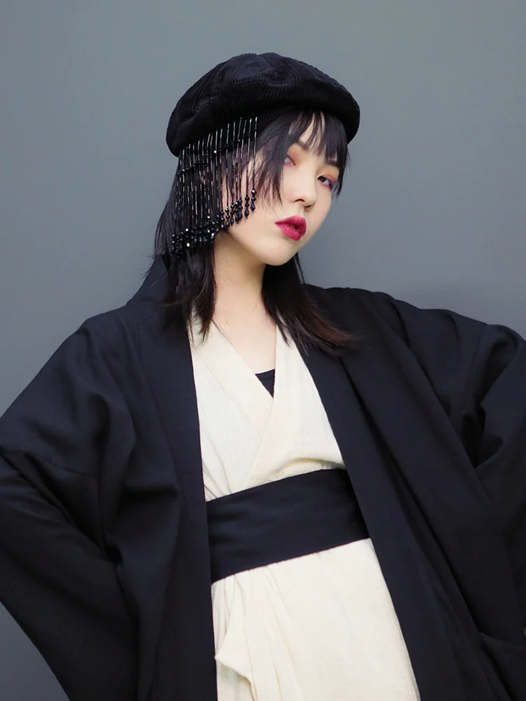 GETSRING Women Hat Tassel Patchwork Vintage Corduroy Womens Hats Black Fashion Berets 2019 New Suede | Аксессуары для одежды