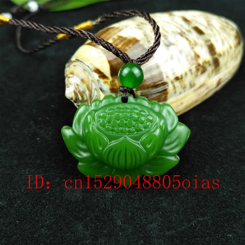 Натуральный зеленый китайский нефритовый Лотос кулон ожерелье модное