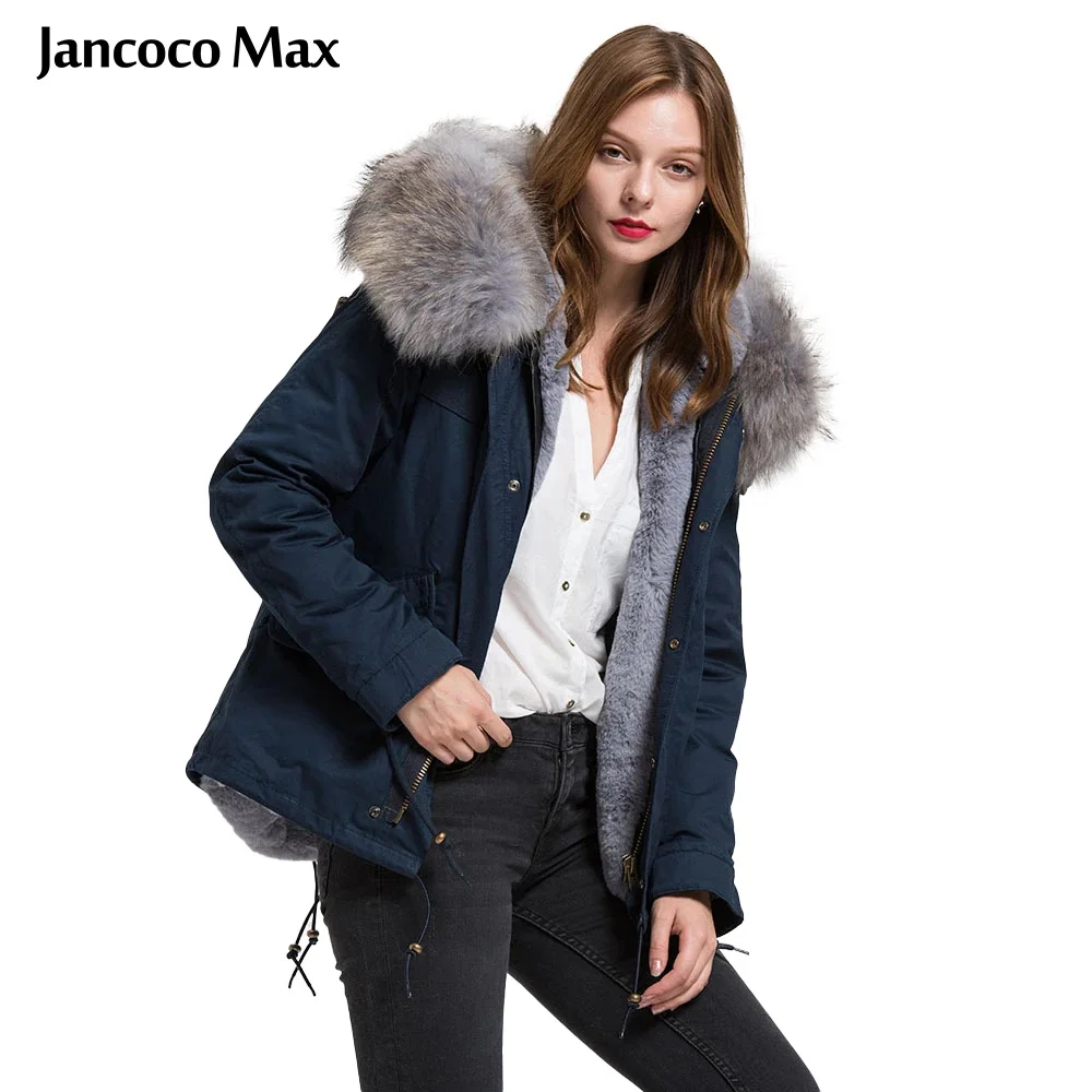 Женская парка с большим воротником меховая со съемным мехом енота S1722|genuine fur coat|fur