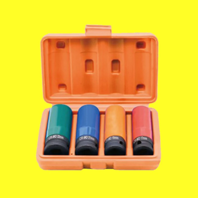 

1/2-Inch Drive Impact Deep Socket Set with Color Plastic Protective Sleeves,CR-MO Material Metric 4-Piece