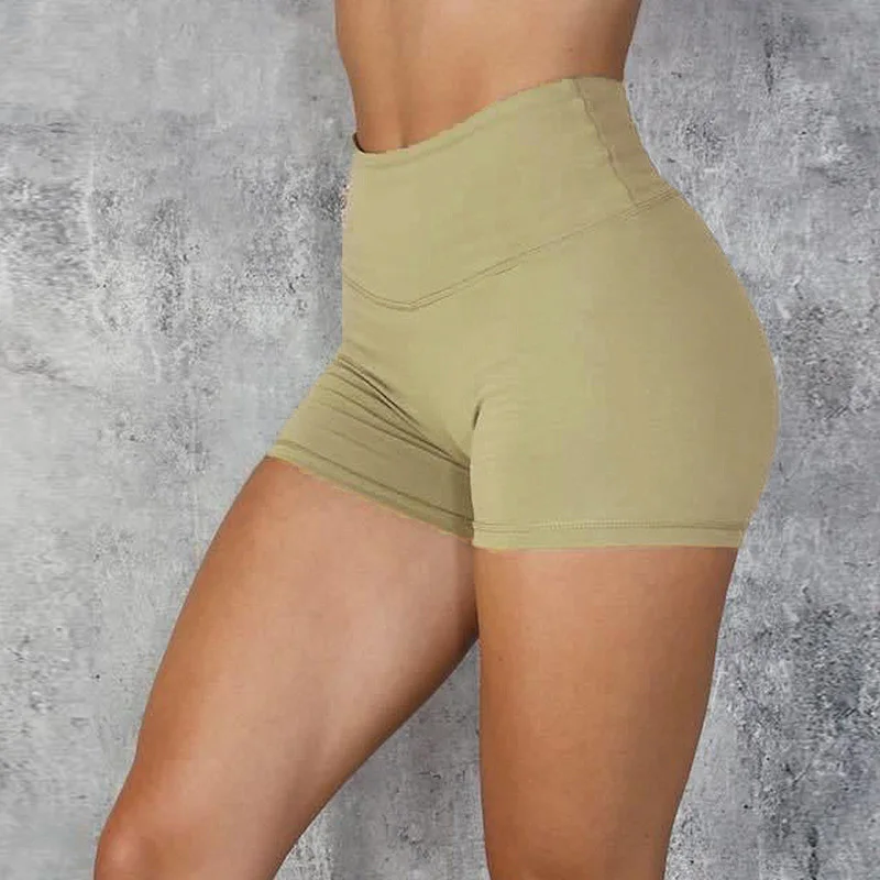 Dark Green SALSPOR Женские однотонные шорты для йоги летние спортивные шорты для спортзала высокая Талия пуш-ап быстросохнущие спортивные шорты для бега - Цвет: Dark Green