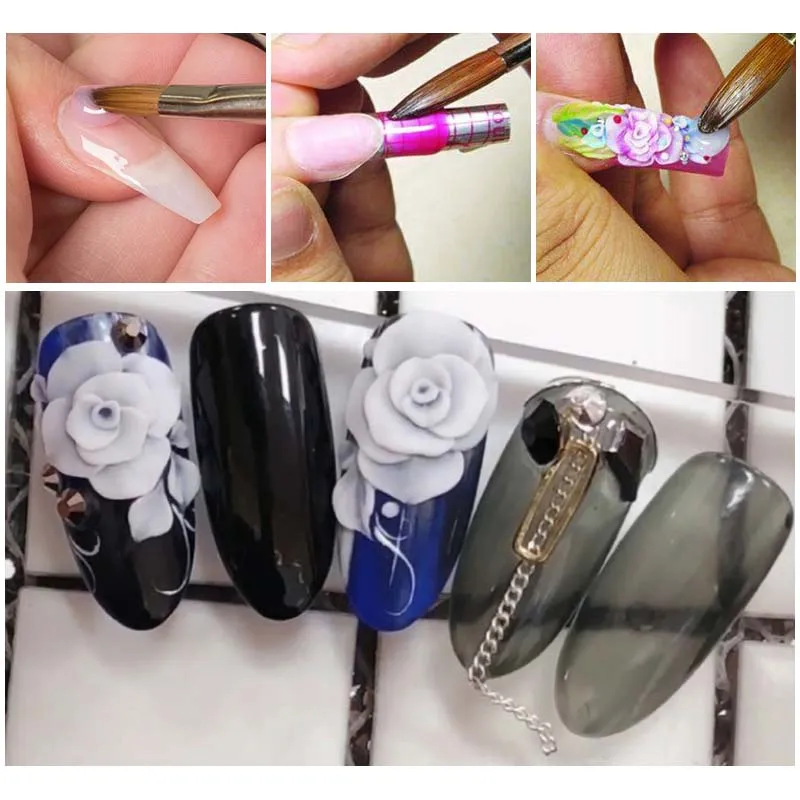 

Good Quality Wood Handle Nail Art Mink Brush Kolinsky Acrylic Nail Brush Set Gel Builder Manicure Brush Drawing Tools