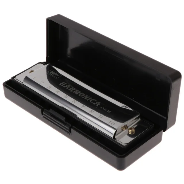 

Free shipping 10 Holes Key of C Blues Harmonica Musical Instrument Educational Toy with Case