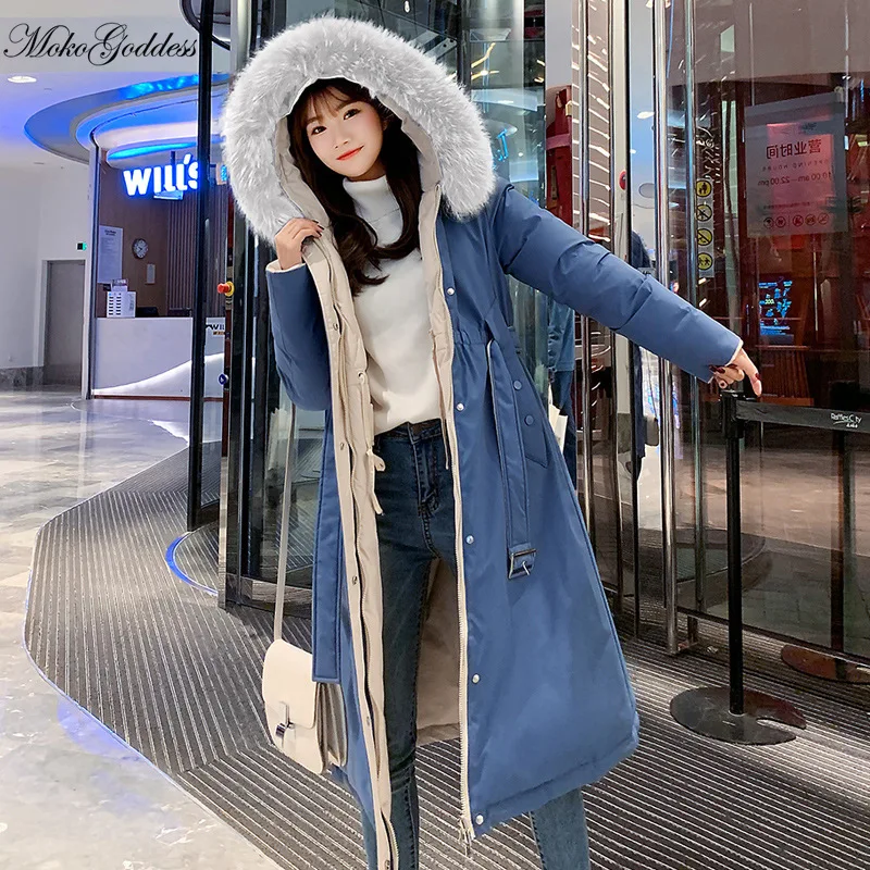 Женская зимняя куртка с капюшоном и меховым воротником регулируемой талией |
