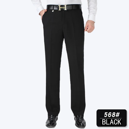 955 black Осень зима мужские прямые брюки костюм Homme платье брюки толстые мужские брюки для официального костюма свободные мужские брюки среднего возраста - Цвет: 955 black