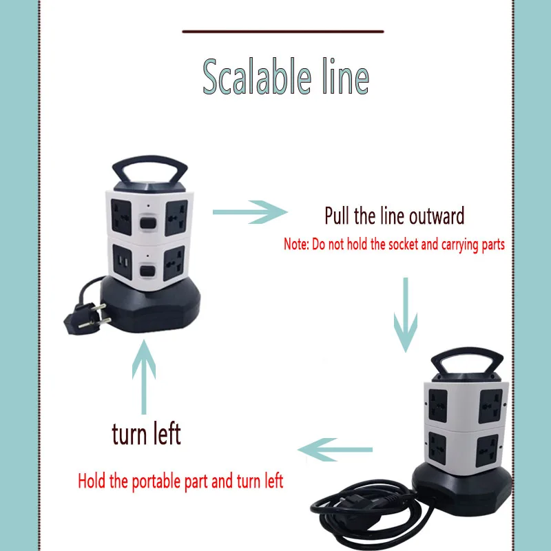 Вертикальный тип Мощность башня полосы 1 8 м свинцовый шнур-удлинитель 2USB Порты EU
