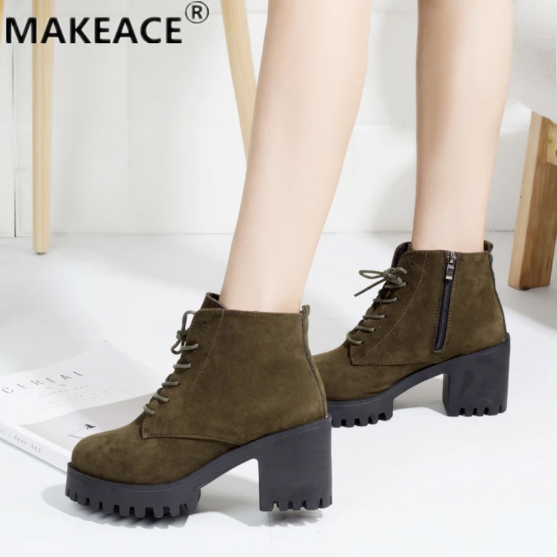

Winter Ladies Short Leg Warm Boots Suede Platform Foot Bare Boots 2021 Winter Fashion Martin Boots Outdoor Casual Snow Boots