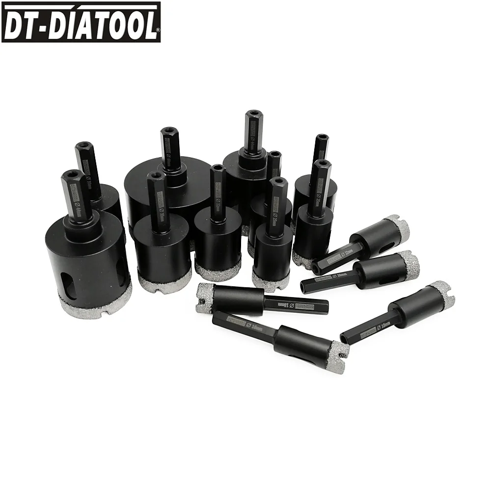 

DT-DIATOOL Dry Vacuum Brazed Hexagon Shank Diamond Drill Core Bit Granite Marble Hole Saw Drill Bit Ceramic Tile Drilling Bit
