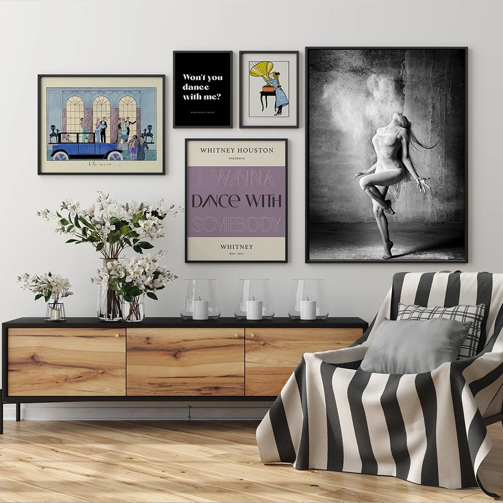 

Dance With Me Posters Canvas Prints Vintage Music Painting Nude Woman Dancing Pictures For Living Room Bedroom Home Decoration