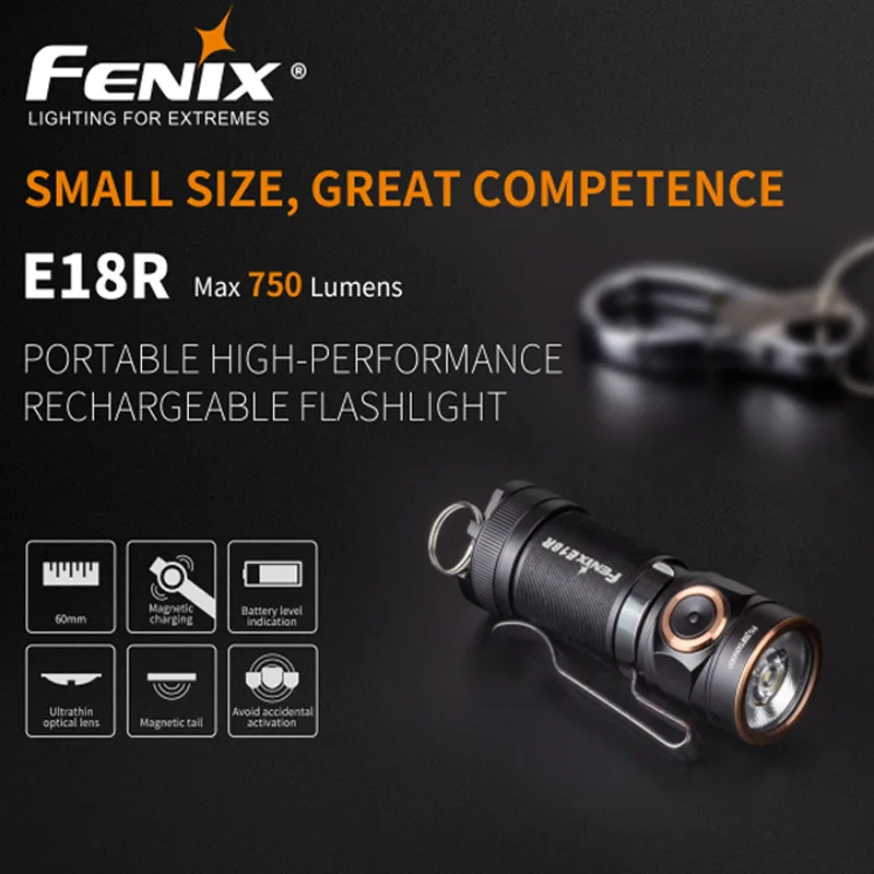 Фонарик Fenix E18R Cree XP L HI светодиодный 750 люмен 16340/CR123A с магнитной зарядкой фонарик